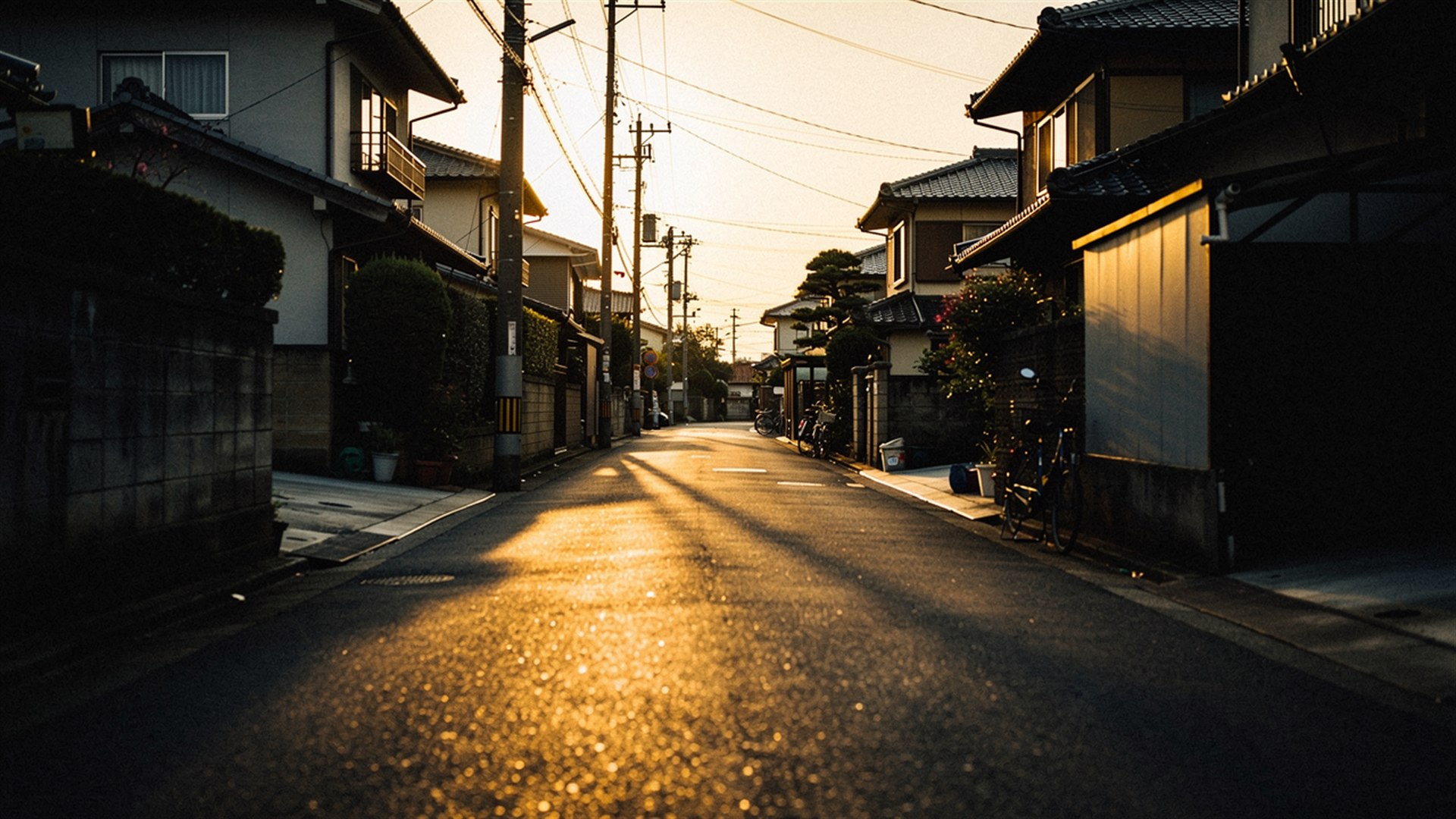 夜明けの住宅街の路地（イメージ）
